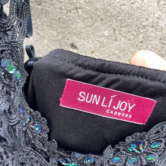 Vintage Sun Li Joy Black Velvet Sequin-Embellished Fairy Dress - Picture 4 of 6